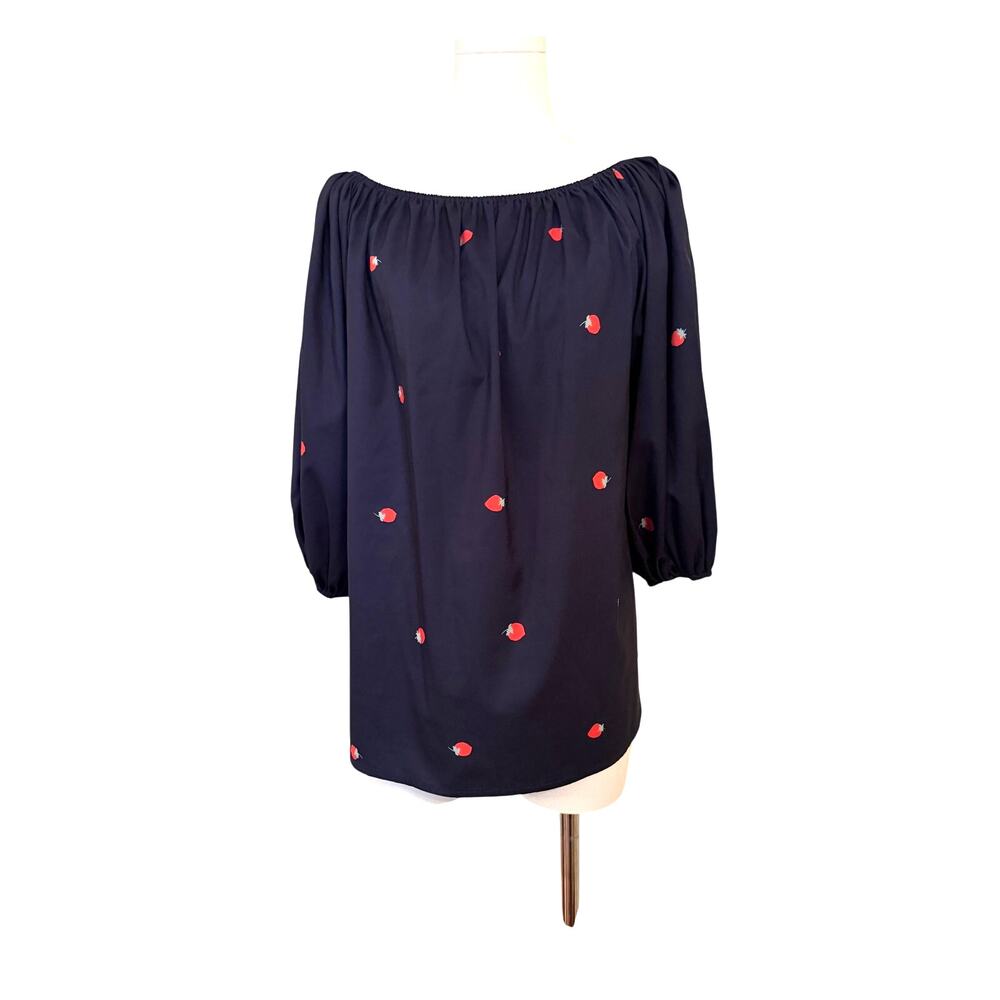 Rarities On-Or-Off-Shoulder Strawberries on Navy Top Unlined - Large